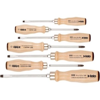 FELO Set udarnih šrafcigera sa drvenom drškom SL/PH/PZ 33597198 7 kom