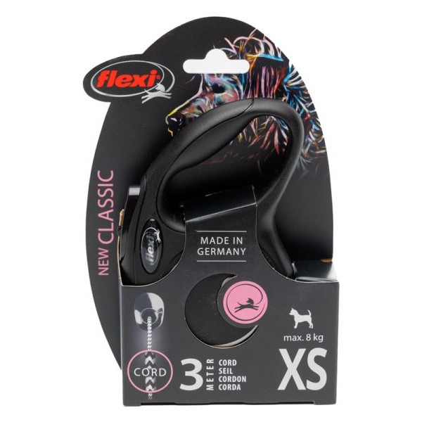 FLEXI Povodac za psa Classic XS Black - 3m