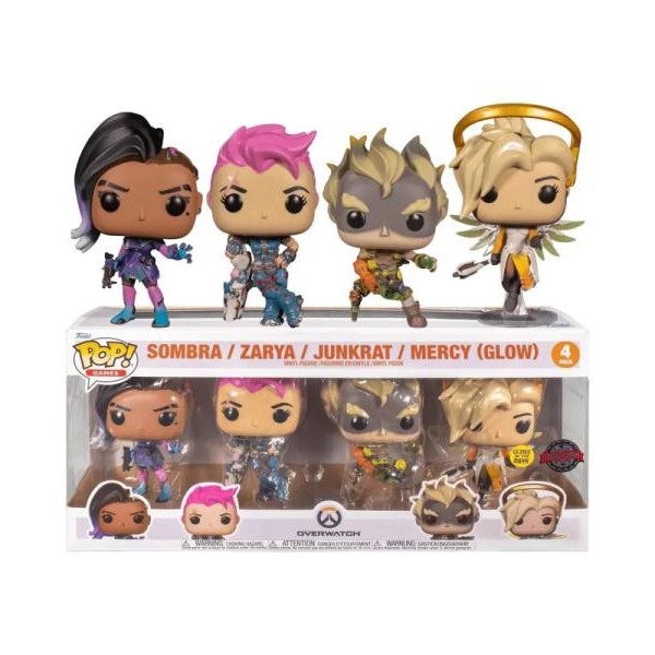 FUNKO Bobble Figure Overwatch POP! 4-Pack - Sombra / Zarya /Junkrat /Mercy (Glow)
