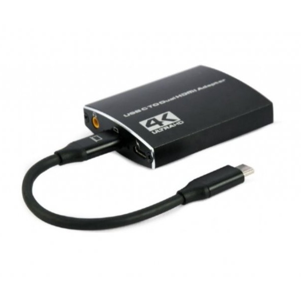 GEMBIRD A-CM-HDMIF2-01 USB-C to dual HDMI adapter, 4K 60Hz, black