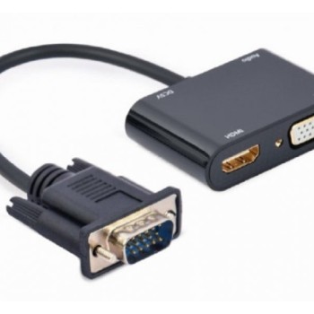 GEMBIRD A-VGA-HDMI-02 VGA to HDMI + VGA adapter cable, 0.15 m, black