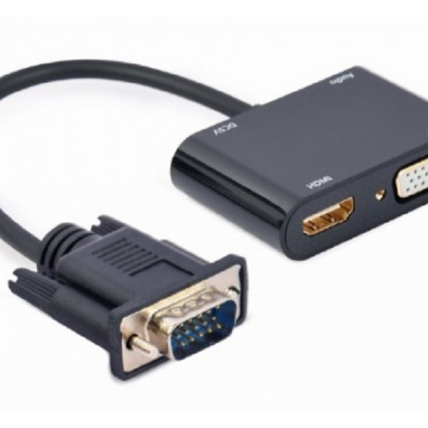GEMBIRD A-VGA-HDMI-02 VGA to HDMI + VGA adapter cable, 0.15 m, black