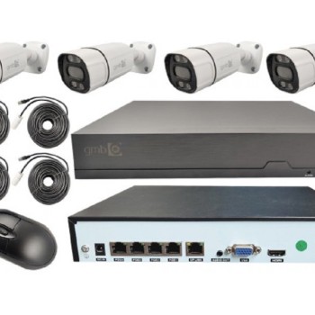 GEMBIRD CAM-IP5MP-POEKITXM4W GMB kamera 5 mpix set full color IP 4 kamere POE NVR app xmeye sa mikrofonom