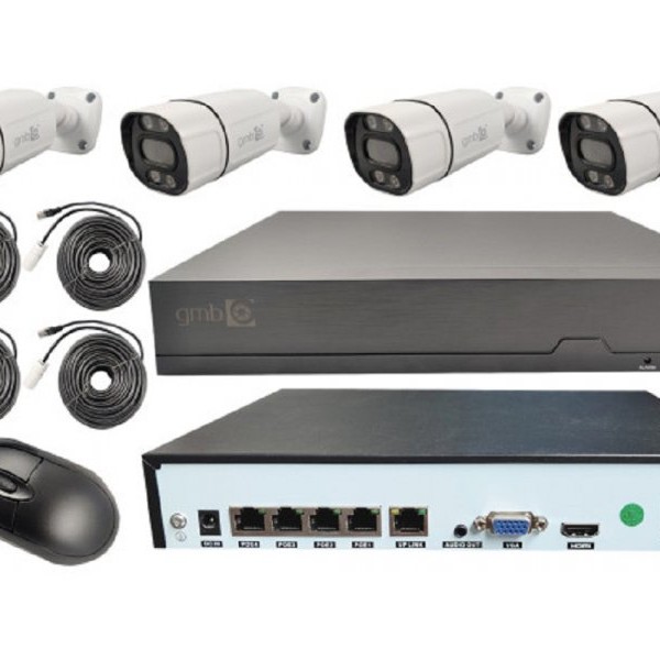 GEMBIRD CAM-IP5MP-POEKITXM4W GMB kamera 5 mpix set full color IP 4 kamere POE NVR app xmeye sa mikrofonom