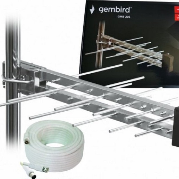 GEMBIRD GMB-20E sa kutijom +15m Antena Loga UHF sa RF-Konektorom,20el,39cm,6dB alu +kabl 15m 781 38938