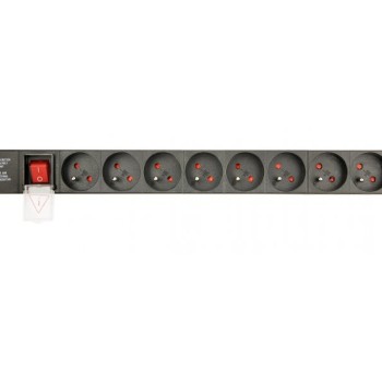 GEMBIRD Produžni kabl sa zaštitom, 8 utičnica, 16A, PDU 1U, aluminium sa zastitom, 3m (EG-PDU-014)