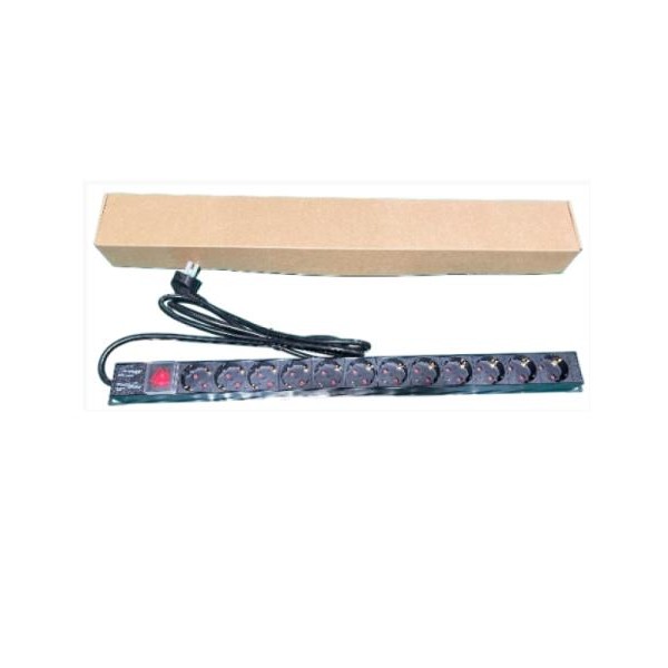 GEMBIRD Razvodni PDU panel za rack 19 in, sa 12 uticnih mesta, kabl 2m (aluminijum)
