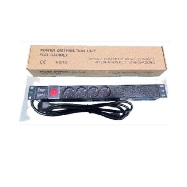 GEMBIRD Razvodni PDU panel za rack 19 in, sa 4 uticnih mesta, kabl 2m (aluminijum)