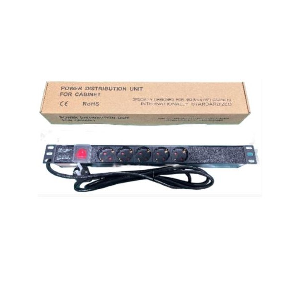 GEMBIRD Razvodni PDU panel za rack 19 in, sa 5 uticnih mesta, kabl 2m (aluminijum)