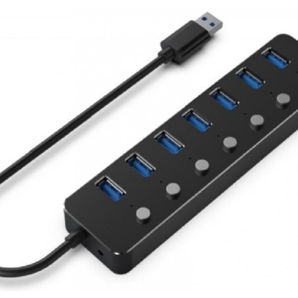GEMBIRD UHB-U3P7P-01 Gembird 7-port USB 3.1 (Gen 1) hub with switches, black