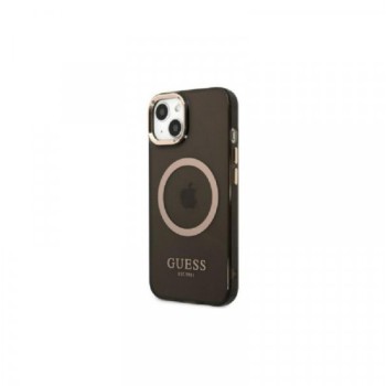 Guess Futrola za iPhone 13 Pro Max Black Gold Outline Translucent MagSafe