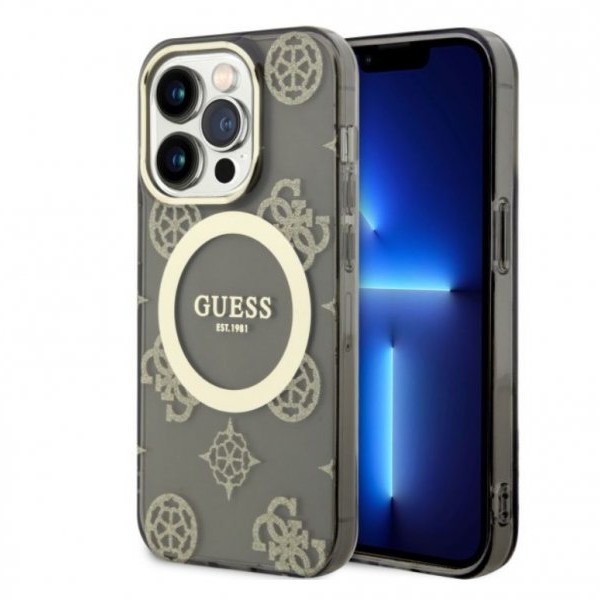 Guess Futrola za iPhone 14 Pro iml glitter peony gold black MagSafe
