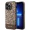 Guess Maska za iPhone 14 Pro GCUBE PU STRIPES Brown MagSafe