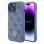 Guess Maska za iPhone 15 LEATHER 4G TRIANGLE STRASS BLUE