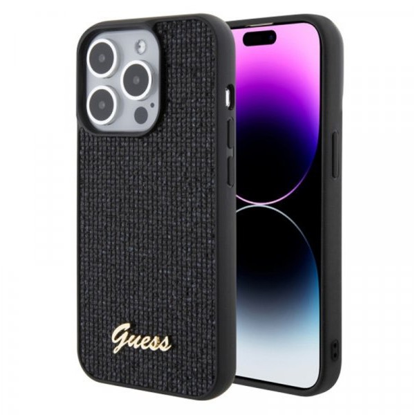 Guess Maska za iPhone 15 Pro DISCO SCRIPT METAL BLACK