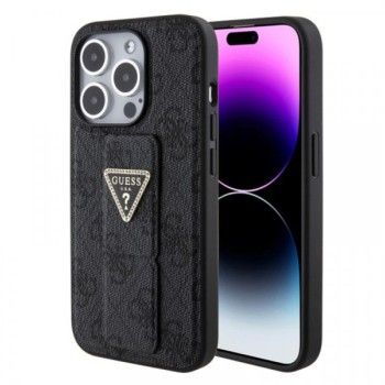 Guess Maska za iPhone 15 Pro GRIPSTAND 4G TRIANGLE STRASS BLACK