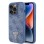 Guess Maska za iPhone 15 Pro LEATHER 4G TRIANGLE STRASS BLUE