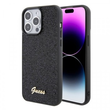 Guess Maska za iPhone 15 Pro Max DISCO SCRIPT METAL BLACK
