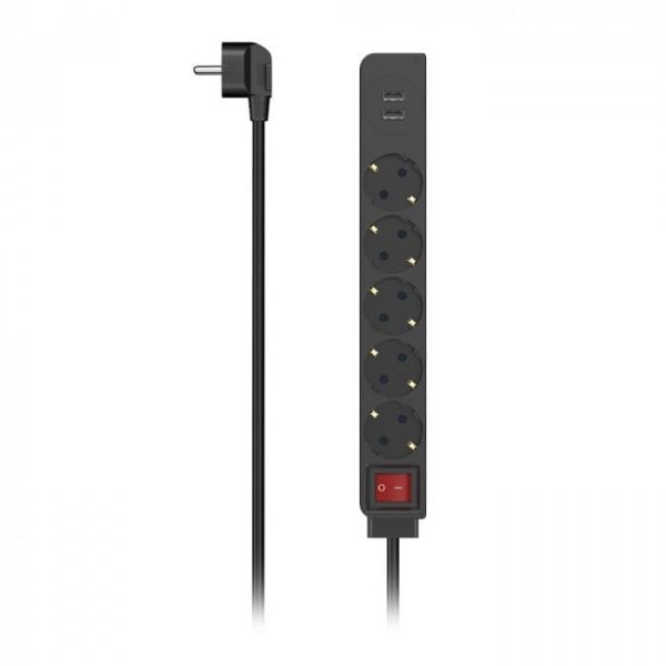 HAMA Distributer Sa 5 Uticnica I 2 USB Porta, Crni 223184