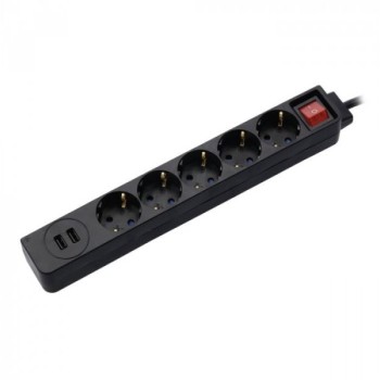HAMA Distributer Sa 5 Uticnica I 2 USB Porta, Crni