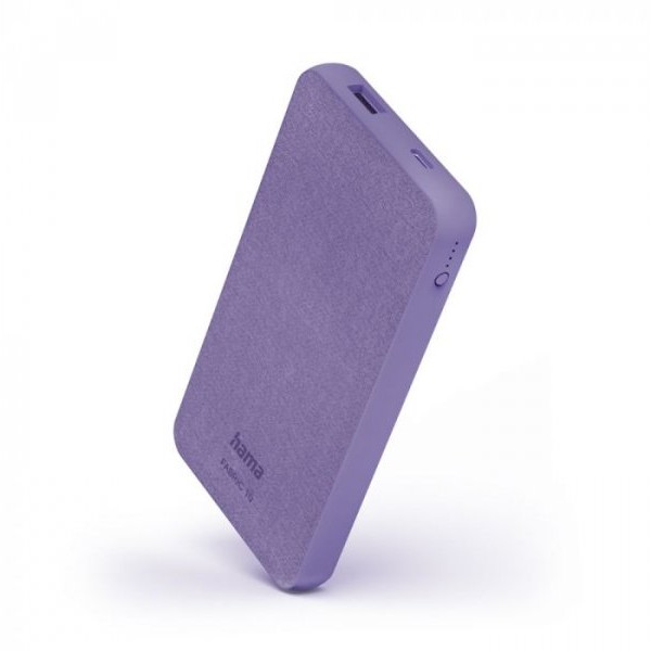 HAMA ''Fabric 10'' Power Bank, 10000 MAh, Lila USB-A + USB-C