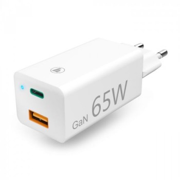 HAMA GaN Punjac USB-C (PD), USB-A (QC 3.0), 65W, Beli