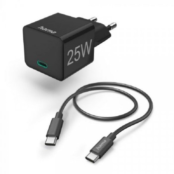 HAMA Mini Brzi Punjac Sa USB-C Kablom, PD, 25W, 1.5m Crni 201623