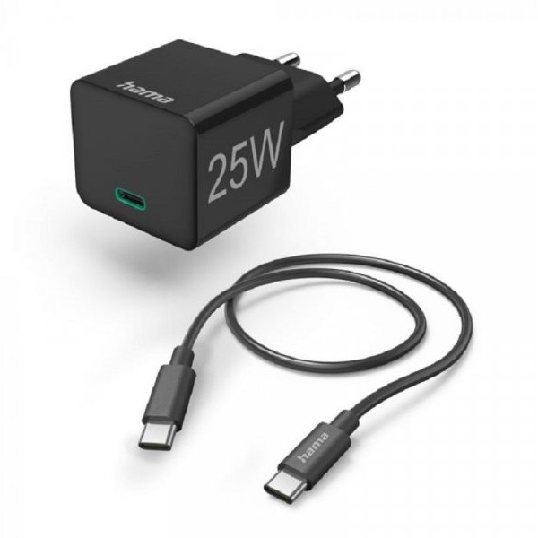 HAMA Mini Brzi Punjac Sa USB-C Kablom, PD, 25W, 1.5m Crni 201623