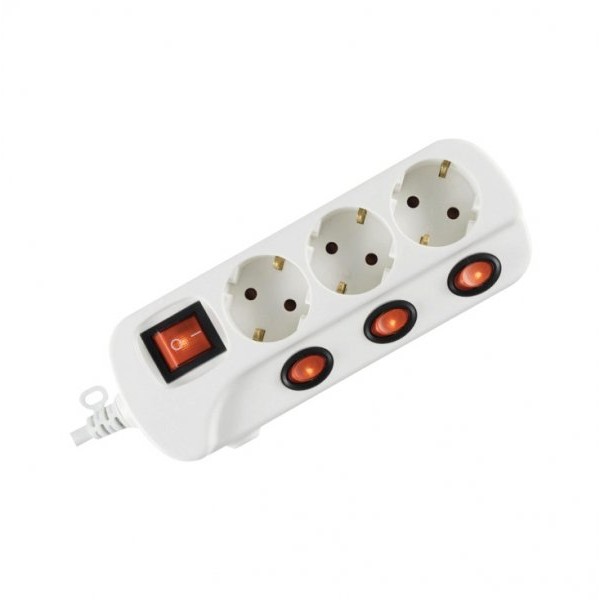 HOME Razvodnik sa 3 mesta 3m 1.5mm2 + prekidači NVK03K-3/WH/1,5