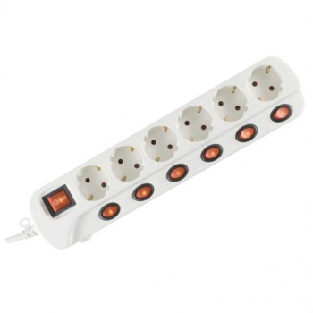 HOME Razvodnik sa 6 mesta 3m 1.5mm2 + prekidači NVK06K-3/WH/1,5