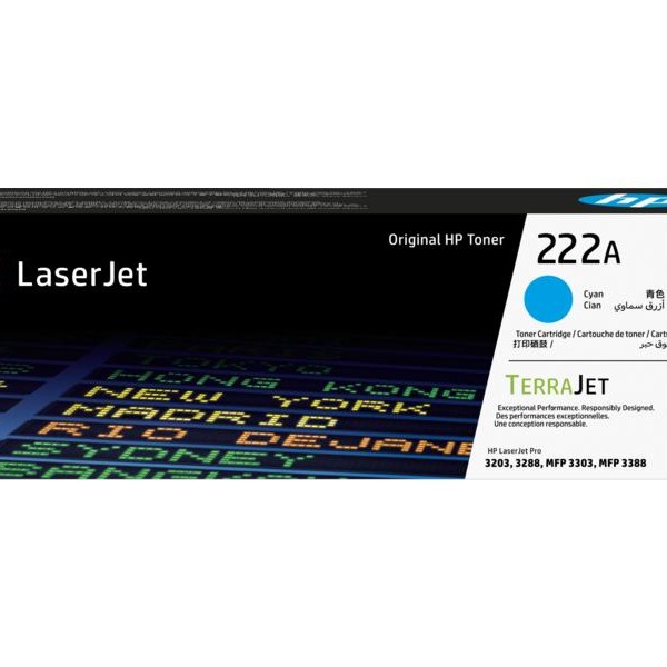 HP 222A Cyan Original LaserJet Toner Cartridge (W2221A)