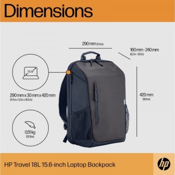 HP Travel ranac, 15.6 inča, 18l, sivi (6H2D9AA)