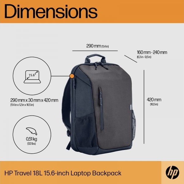 HP Travel ranac, 15.6 inča, 18l, sivi (6H2D9AA)