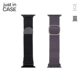 JUST IN CASE 2u1 Narukvica za pametni sat 38-41mm crna MILANESE + siva TEKSTIL