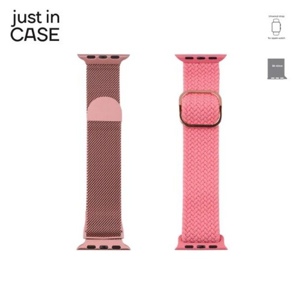 JUST IN CASE 2u1 Narukvica za pametni sat 38-41mm pink MILANESE + pink TEKSTIL
