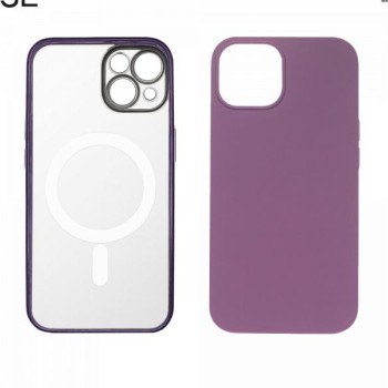 JUST IN CASE 2u1 transparentna/ljubičasta - Zaštitna maska za iPhone 14