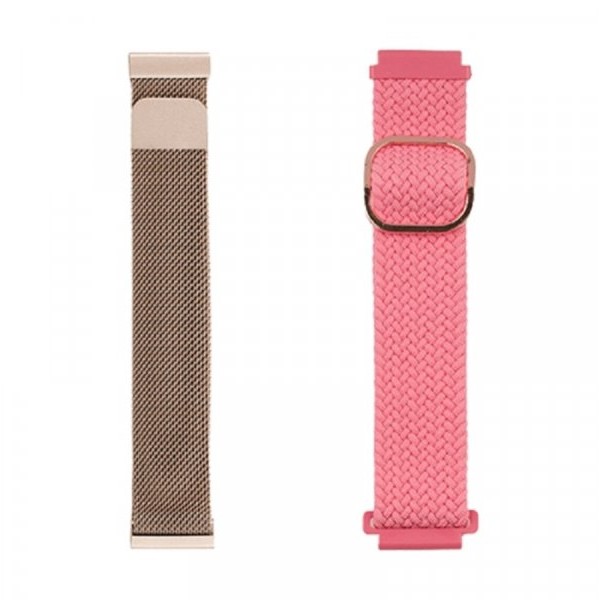 JUST IN CASE NARUKVICA 2in1 tekstil/metal 20mm ROZE