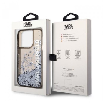 KARL LAGERFELD Maska za iPhone 14 Pro Max LIQ. GLITTER ELONG Black (KLHCP14XLCKVK)