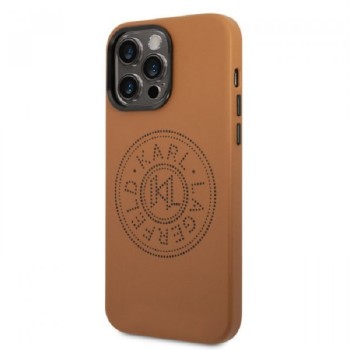KARL LAGERFELD Maska za iPhone 14 Pro Max PU LEATHER PERFORATED LOGO CAMEL (KLHCP14XFWHC)