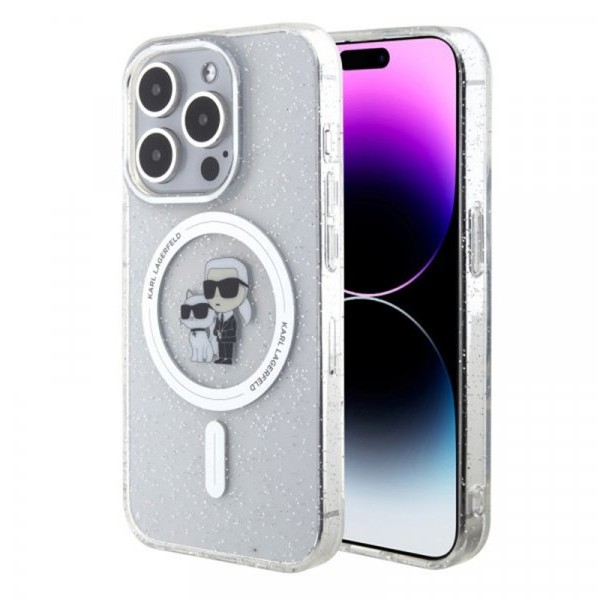 KARL LAGERFELD Maska za iPhone 15 Pro MAGSAFE IML KC GLITTER TRANSPARENT