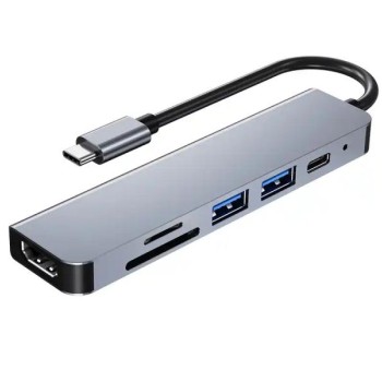 KETTZ Adapter Tip C 6/1 4K HDMI/USBx2/SD/TF/USB-C/PD 87W KT-601G