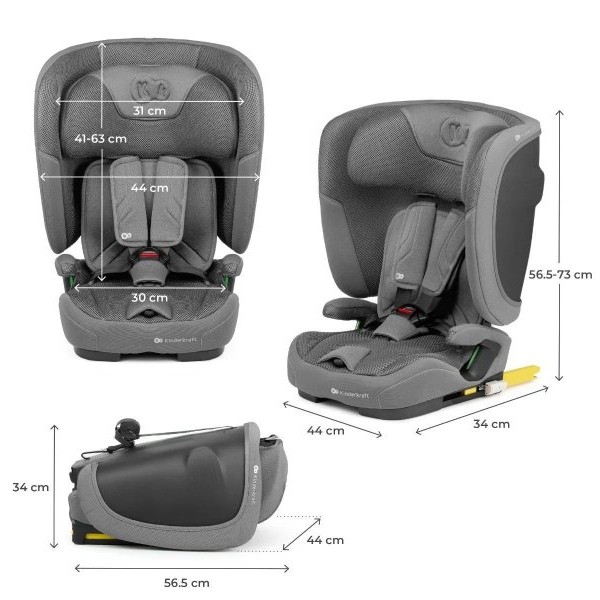KINDERKRAFT KINDERKRAFT AUTOSEDISTE FIX2GO I-SIZE 76-150CM GREY