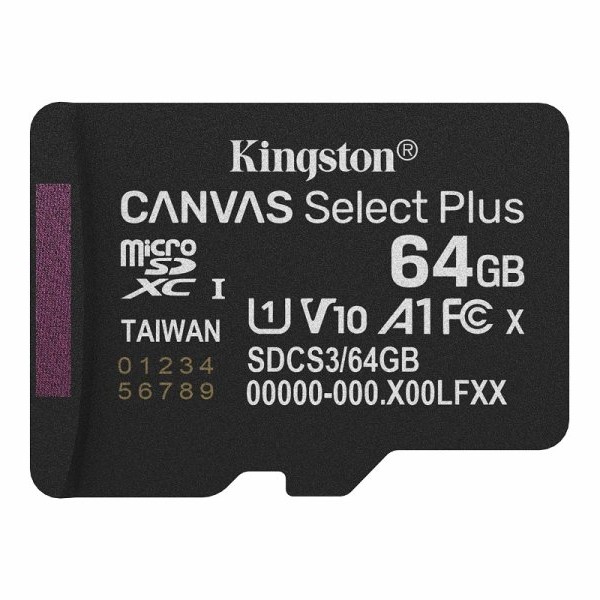 KINGSTON 64GB, MicroSD, Canvas Select Plus (SDCS3/64GBSP)