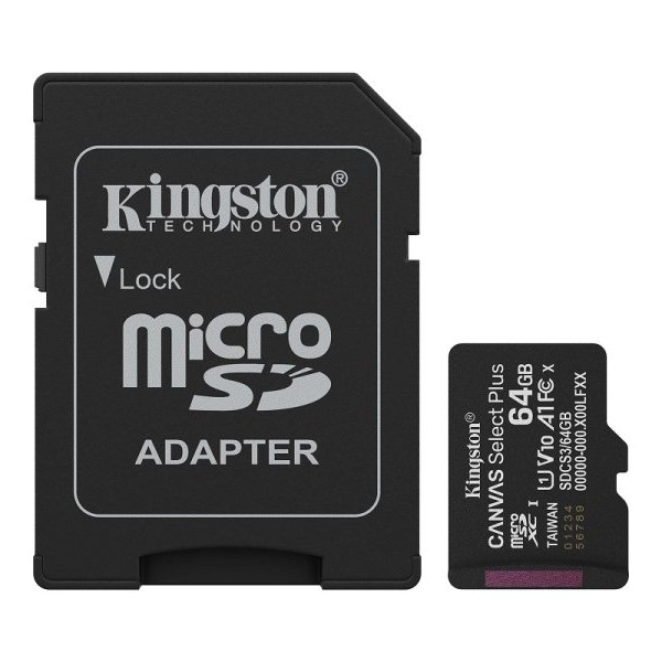 KINGSTON 64GB, MicroSD sa SD adapterom, Canvas Select Plus (SDCS3/64GB)