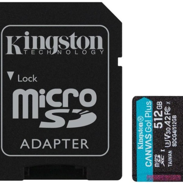KINGSTON Memorijska kartica U3 V30 microSDXC 512GB Canvas Go Plus 200MB/s A2 + adapter SDCG4/512GB