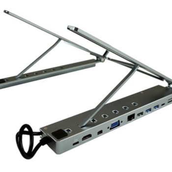 LC POWER USB LC-HUB-C-MULTI-STAND Notebook Holder with USB-C muli Hub, HDMI, mini-DP,VGA,LAN,3xUSB3.0,2xUSB-C carde reader,audio