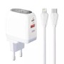 LDNIO A2522C 30W Kućni punjač sa LED ekranom i USB-C na lightning kablom
