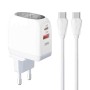 LDNIO A2522C 30W Kućni punjač sa LED ekranom i USB-C na USB-C kablom