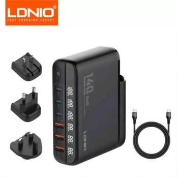 LDNIO A6140C GaN 140W 6x USB Kućni punjač sa USB C kablom crni