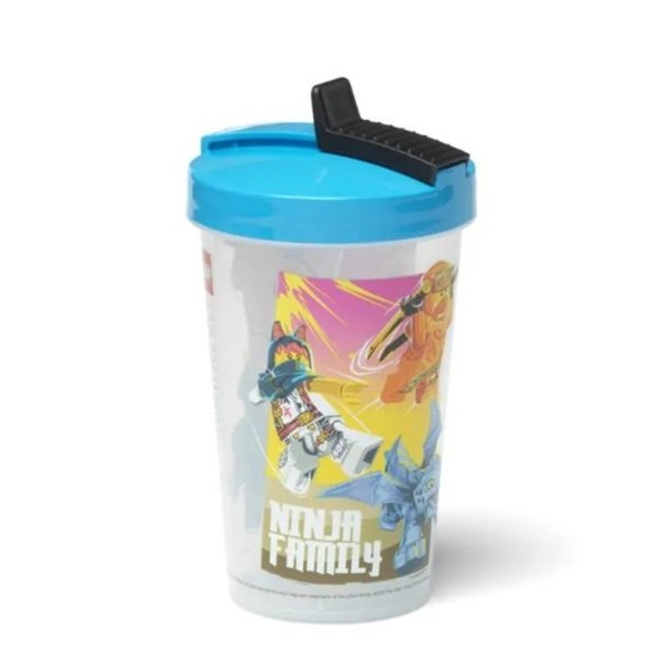 LEGO Ninjago čaša sa poklopcem i slamkom Prozirno plava